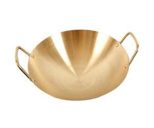 PATKAW Marmite Chauffante en Acier Inoxydable Or Poignées Stables, Chauffage Rapide, pour Restaurants Hot Pot et Familles, Style Classique et Élégant