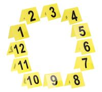 PATKAW Marqueurs de Numéros de Table en Acrylique Jaune V en 12pcs pour Fêtes Mystères Halloween, Accessoires Élégants pour Scènes de Crime et Jeux de Rôle