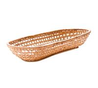 PATKAW Panier à Ménager en Rotin Tissé Naturel, Forme Ovale Base Plate Stable, Couleur Kaki, Style Vintage Simple et Naturel, Rangement Fruits Quotidien