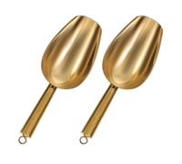 PATKAW Pelle à Glace Inox 2 Pièces pour Glace Pilée et Glaçons, Pelles Multifonctions Dorées Adaptées aux Bars, Salons de Thé Cuisine Professionnelle