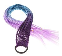 PATKAW Perruques Tressées Colorées pour Garçon et Filles Extensions de Queue de Cheval Tressée en Bande Élastique Postiche en Corde Cheveux Violet Lac Bleu Lacustre et Lilas Clair