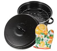 PATKAW Plat à Rôtir en Fonte Émaillée 24 CM Double Poignée, Ustensile Cuisine pour Barbecue et Cuisson Maison, Résistant à L'Usure, pour Fêtes et Camping Plusieurs styles