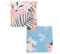 PATKAW Pochette Menstruelle 2 Pièces en Coton Lin Fermeture Éclair, Pratique Rangement des Protections Menstruelles, pour Filles en Déplacement