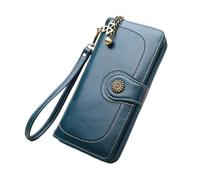 PATKAW Portefeuille pour Femme en Cuir PU Ciré à l'huile, Triple Pliage Multifonction Fermeture Éclair, Grand Format pour Cartes et Téléphone Portable