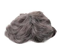 PATKAW Postiche pour Homme Aspect Naturel et Style Réaliste Franchise Côté Grise Dégradée Frange Côté, Fibres Haute Température pour Usage Quotidien et Fêtes