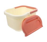 PATKAW Seau Bain de Pieds Petit Taille, Plastique Beige Semi-ouvert Isolant Thermique Massage Acupuncture, Bain à Remous Portable pour Soin Détente Pieds Fatigués en Hiver, Usage Maison