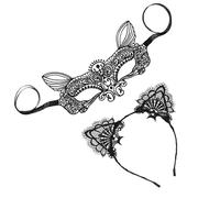 PATKAW Set de 2 Bandeaux en Dentelle Noire Oreilles de Chat Élégantes, Accessoire Coiffure Chic pour Cosplay et Mascarade, Style Mystérieux et Féminin