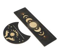 PATKAW Support en Bois Foncé pour Cartes de Tarot 2 Pièces, Design Lune et Rectangulaire, Élégant et Délicat, pour Chambre ou Bar, Crée Une Ambiance Mystérieuse et Économise de l'espace