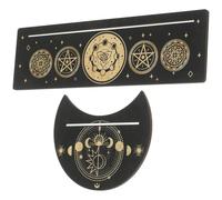 PATKAW Support en Bois pour Cartes de Tarot 2 Pièces, Base Rectangulaire et Lune, Design Élégant et Gain de Place, pour Chambre ou Bar