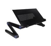 PATKAW Table Pliante Hauteur Ajustable en Métal Noir Design Pliable pour Ordinateur Portable pour Travailler au Lit ou Étudier Confortablement