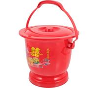 PATKAW Urinoir Couvercle en Plastique Rouge, Structure Stable et Réutilisable, Pot de Chambre Portable pour Personnes Âgées, Usage Domestique Pratique