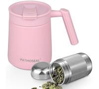 PATMOSEAL Tasse isotherme sous vide en acier inoxydable avec infuseur à thé, résistante aux fuites pour feuilles de thé, fruits, café, lait, soupe, 500 ml/16 oz (Rose)