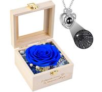 PatNlevs Coffret de Roses Eternelles pour Femme, Idéal pour Maman, Petite Amie, Epouse et Plus Encore, Idéal pour Un Anniversaire, Un Anniversaire de Mariage, Fête des Mères (Bleu)