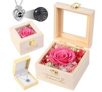 PatNlevs Rose éternelle en Coffret Cadeau Femme avec Collier cœur - Idée Cadeau Femme, Cadeau Anniversaire Femme, Cadeau Mariage, Cadeau Anniversaire Maman - Coffret Cadeau Femme Romantique (Rose)