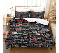 PATO FLIGHT 3 Pièces Heavy Metal Ensemble Housse De Couette 3D Literie Couette Housse De Couette, Ultra Doux Microfibre avec Fermeture À Glissière Taies d'oreiller Super King（260x220cm）