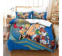 PATO FLIGHT 3D Asterix Anime Parure De Lit en Microfibre De Housses De Couette 3 Pcs Ensemble De Housse De Couette avec Fermeture À Glissière Adultes Taies d'oreiller King（220x240cm）