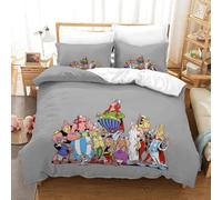 PATO FLIGHT Asterix Anime Ensemble De Housse De Couette Literie Imprimé 3D en Microfibre avec Taies d'oreiller, Fermeture À Glissière, 3 Pièces pour Adolescents Et Adultes Single（140x200cm）