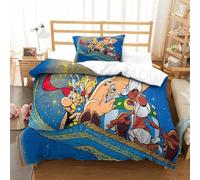PATO FLIGHT Asterix Anime Ensemble De Literie De Imprimé en 3D Housse De Couette Taie d'oreiller, 2 Pièces Parure De Lit avec Fermeture À Glissière, pour Adultes Et Enfants Single（135x200cm）
