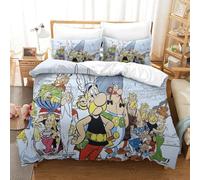 PATO FLIGHT Asterix Anime Ensemble De Literie De Imprimé en 3D Housse De Couette Taie d'oreiller, 3 Pièces Parure De Lit avec Fermeture À Glissière, pour Adultes Et Enfants Single（140x200cm）