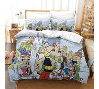 PATO FLIGHT Asterix Anime Parure De Lit Housse De Couette 3D, Imprimé 3 Pièces, Literie en Microfibre Housse De Couette avec Fermeture À Glissière Taies d'oreiller Super King（260x220cm）