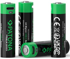 PATONA 1410 Piles AA Lithium 3000mWh 1.5V Rechargeables USB-C