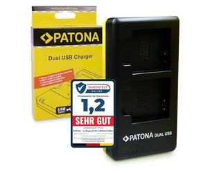 PATONA 1953 - Chargeur Double USB Pour Batterie Olympus Li-90b Li-92b - Noir Jaune