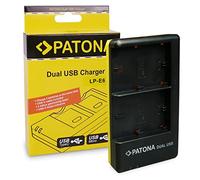 PATONA 1968 - USB Dual chargeur pour batterie Canon LP-E6 LP-E6N , Noir