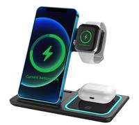Patona 3-en-1 chargeur sans fil Qi pour smartphone, montre et écouteurs