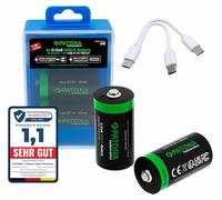 PATONA 4X Premium LR14 Baby C Batterie 1,5V 3450mWh, Rechargeable Via USB-C | Batterie pour radios, lampes torches, éclairage déco, jouets, incl. 1-vers-2 câble USB-C, + de 1.000 cycles