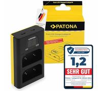 PATONA Chargeur Double LCD (USB-C/Micro-USB) pour Batteries Olympus BLX-1 | Chargeur voyage compact pour OM System OM-1, OM1 Mark II, OM-3, OM3, avec câble USB