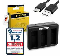 PATONA Chargeur Triple pour DJI Osmo Action 3 4 5 6, Chargeur-Rapide pour 3 Batteries BCX202, avec Entrées USB-C et Micro-USB, Compact et adapté aux Voyages, IN ble USB-C