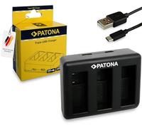 PATONA Chargeur Triple pour DJI Osmo Action 3/4 / 5, Chargeur-Rapide pour 3 Batteries BCX202, avec Entrées USB-C et Micro-USB, Compact et adapté aux Voyages, INCL. Câble USB-C