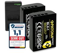 PATONA Kit 2X BLX-1 Protect Batterie 2600mAh & Chargeur PD Dual USB-C LCD | Charge rapide sur secteur 20W, compatible avec Olympus OM-1, OM1 Mark II, OM-3, OM3, NTC-Sensor & étui protecteur