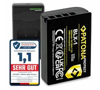 PATONA Kit BLX-1 Protect Batterie 2600mAh & Chargeur PD Dual USB-C LCD | Charge rapide sur secteur 20W, compatible avec Olympus OM-1, OM1 Mark II, OM-3, OM3, NTC-Sensor & étui protecteur