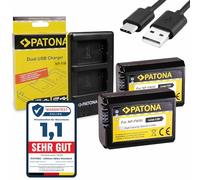 PATONA Kit Dual Chargeur USB-C/Micro-USB & Batterie 2X NP-FW50, 950mAh | Compatible avec Sony Alpha 7 7R 7II 7S A5000 A6000 A6300 A6400 A6500 ZV-E10 DSC RX10 Mark II III IV RX1R III DSC-RX1RM3