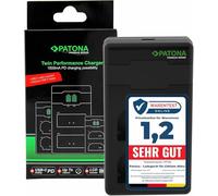 PATONA PD Dual Chargeur USB-C (1500mA), LCD QC/PD 3.0, pour LP-E6/E6N | Charge rapide sur secteur 20W, compatible avec Canon EOS R5 R6 R6II R7 5D Mark I-IV 5DS 60D 70D 80D 90D XC10 XC15