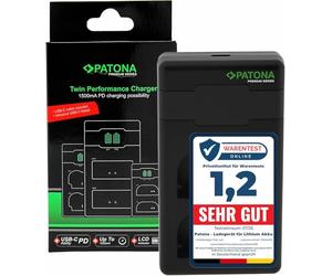 PATONA PD Dual Chargeur USB-C (1500mA), LCD QC/PD 3.0, pour LP-E6/E6N | Charge rapide sur secteur 20W, compatible avec Canon EOS R5 R6 R6II R7 5D Mark I-IV 5DS 60D 70D 80D 90D XC10 XC15