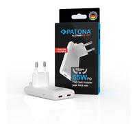 PATONA Platinum GaN PD65W Flat Adaptateur Blanc - 2X USB-C PD3.0 QC3.0 Chargeur Rapide 65W, Dual-Port, PPS, Technologie-GaN, Compact & sûr pour Smartphones tablettes laptops & appareils USB C