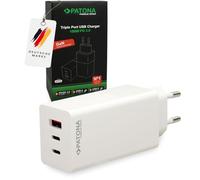 PATONA Premium Chargeur Rapide GaN 100W PD3.0, 2 Ports USB-C, 1 Port USB-A, QC3.0, Adaptateur Blanc, Compact & Puissant, Idéal pour Professionnels & Grands Utilisateurs, Durable et Sûr