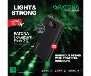 Patona Premium Powerbank PD20W 10.000mAh avec charge rapide Power Delivery