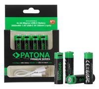 PATONA Premium Usb-C 4x Aa Batteries Lithium 1.5V 3000mWh Rechargeable Avec 1 2