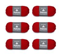 PATONS Canadiana Cardinal Yarn - Lot de 6 paquets de 100 g - Acrylique - 4 Medium - 200 m - Tricot/Crochet
