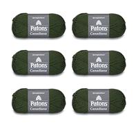 Patons Canadiana Fil à thé vert foncé - 6 paquets de 100 g - Acrylique - 4 moyen - 205 m - Tricot/crochet