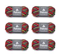 PATONS Canadiana Lot de 6 pelotes de fil arc-en-ciel variegates 100 g - Acrylique - 4 Medium - 170 m - Tricot/Crochet