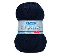 Patons Fil à tricoter en coton, Coton, bleu marine, Taille unique