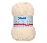 Patons Pelote de fils à tricoter en coton, Coton, crème, Taille unique