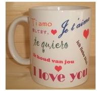 Patoutatis - Mug blanc - I Love you - Je t'aime - Ti amo ... Blanc G