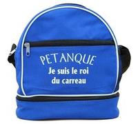 Patoutatis - Sac bandouliere pour 3 boules de petanque - Je suis le roi du carreau - bleu Bleu G