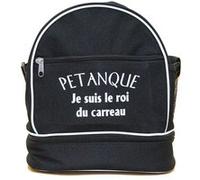 Patoutatis - Sac bandouliere pour 3 boules de petanque - Je suis le roi du carreau - noir Noir G
