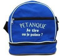 Sacoche de pétanque - Je tire ou je pointe - Bleu - 3 boules - Polyester 600D - Poche zippée